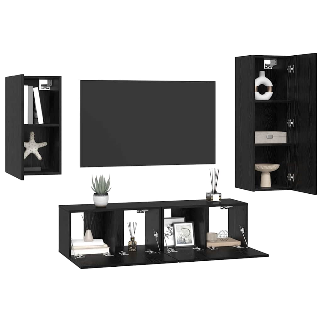 4-tlg. TV-Schrank-Set Weiß Holzwerkstoff