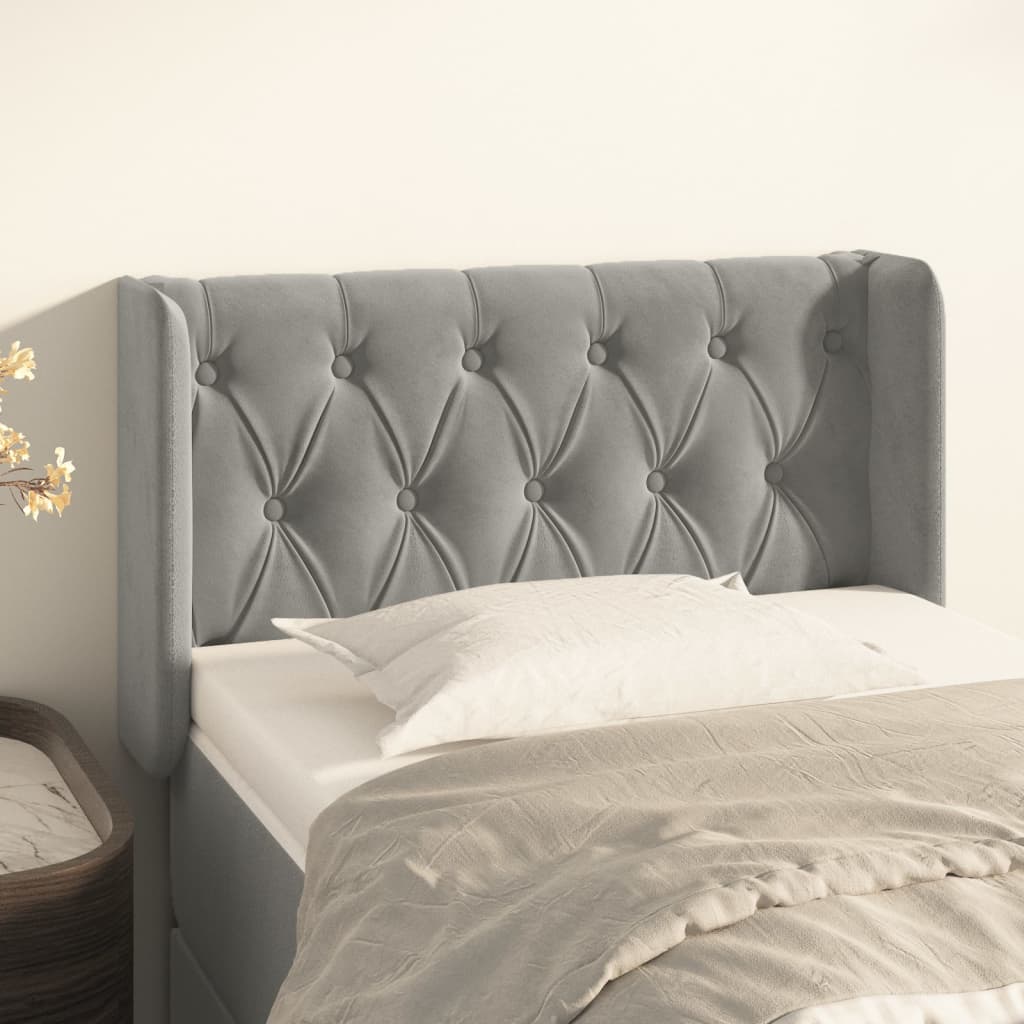 Kopfteil mit Ohren Dunkelblau 93x16x78/88 cm Samt