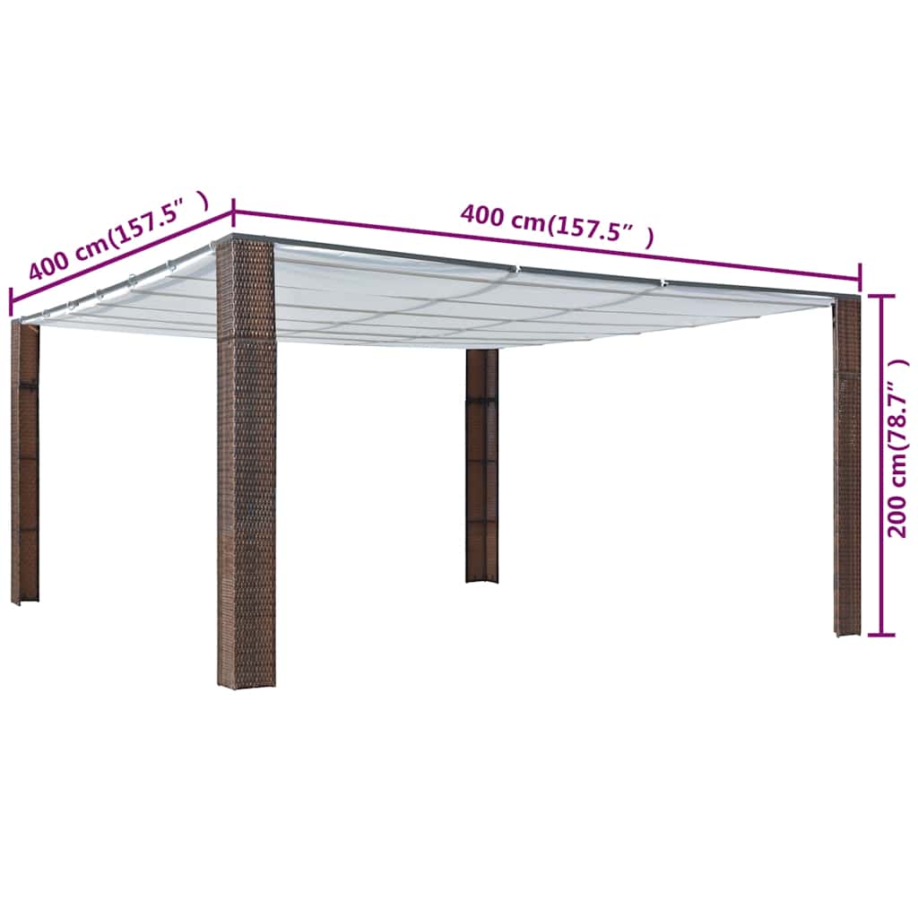 Pavillon mit Dach Poly Rattan 300x300x220 cm Grau und Anthrazit