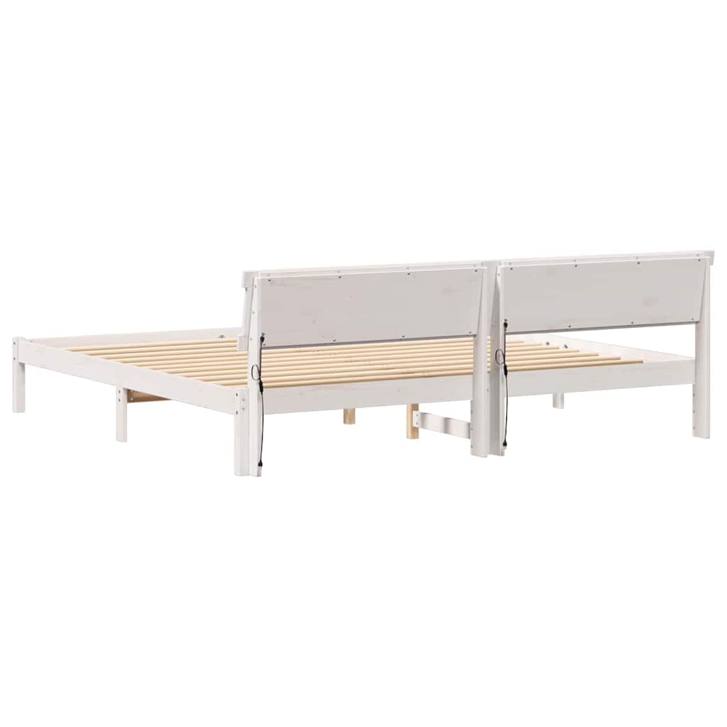 Bettgestell mit Kopfteil Braun 200 x 200 cm Massivholz Kiefer