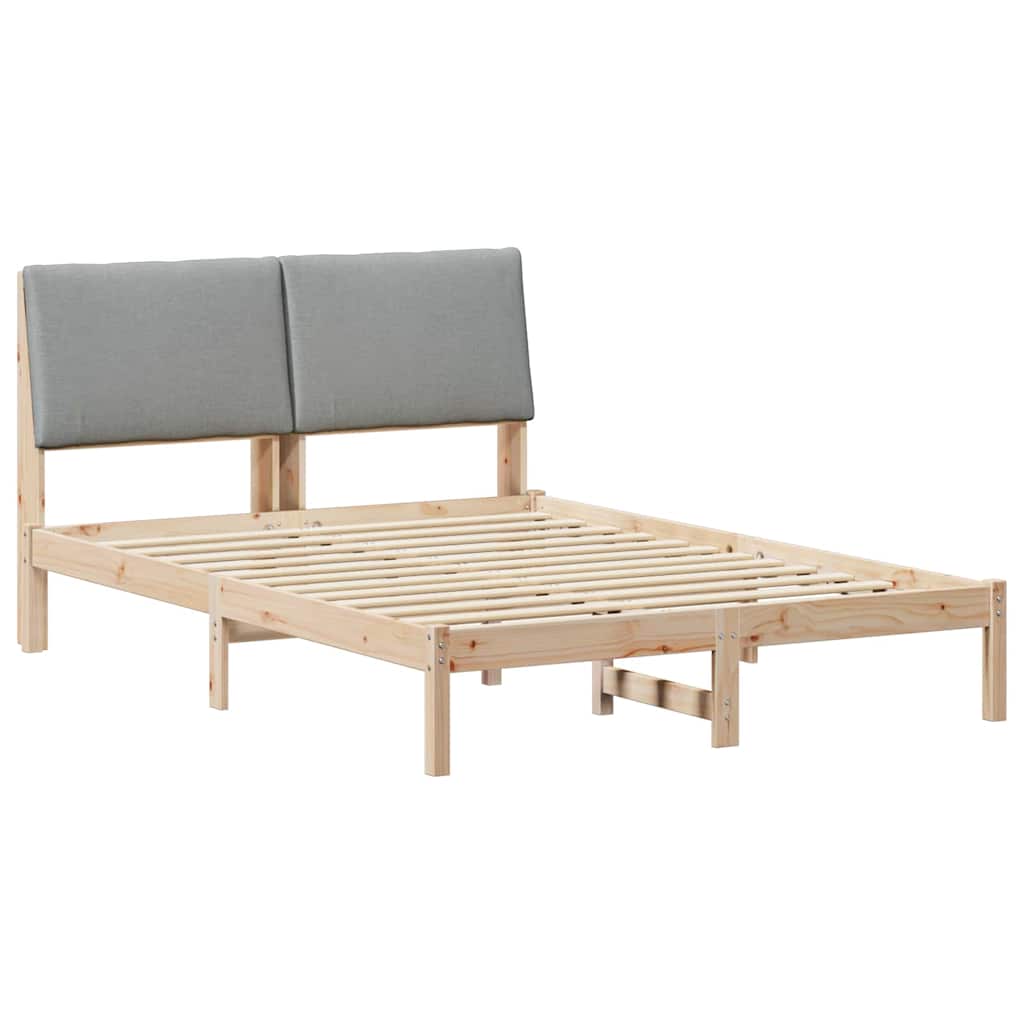 Bettgestell Braun und hellgrau 200 x 200 cm Massivholz Kiefer