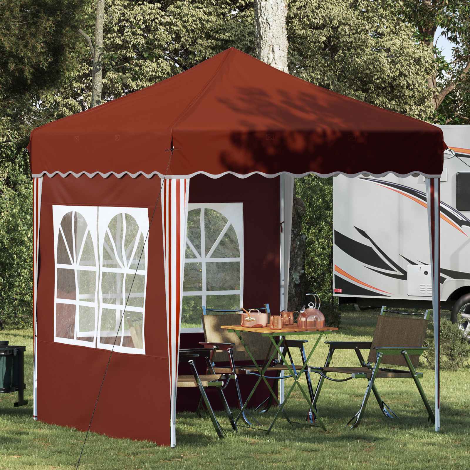 Pop-up Partyzelt 195 x 195 x 245 cm Creme Oxford-Stoff