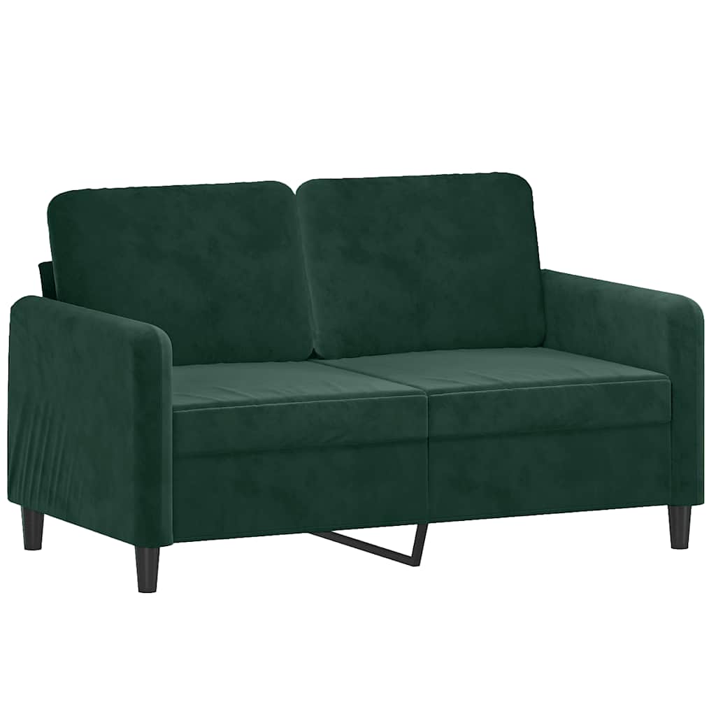 2-Sitzer-Sofa mit Zierkissen Dunkelgrün 120 cm Samt