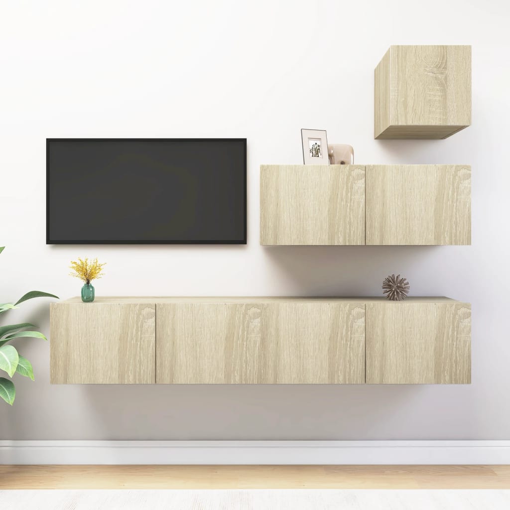 4-tlg. TV-Schrank-Set Weiß Holzwerkstoff