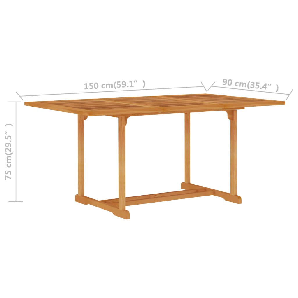 Gartentisch 180x90x75 cm Massivholz Teak