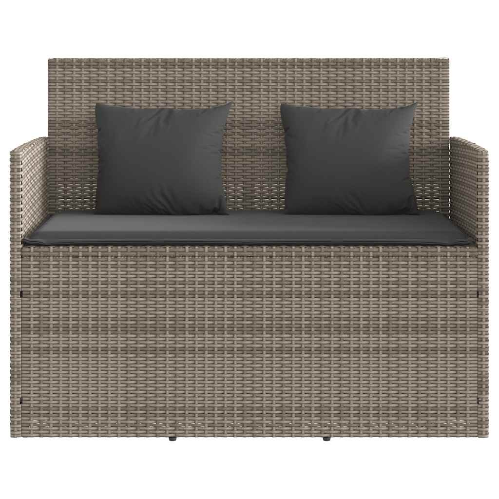 Gartenbank mit Kissen Schwarz Poly Rattan