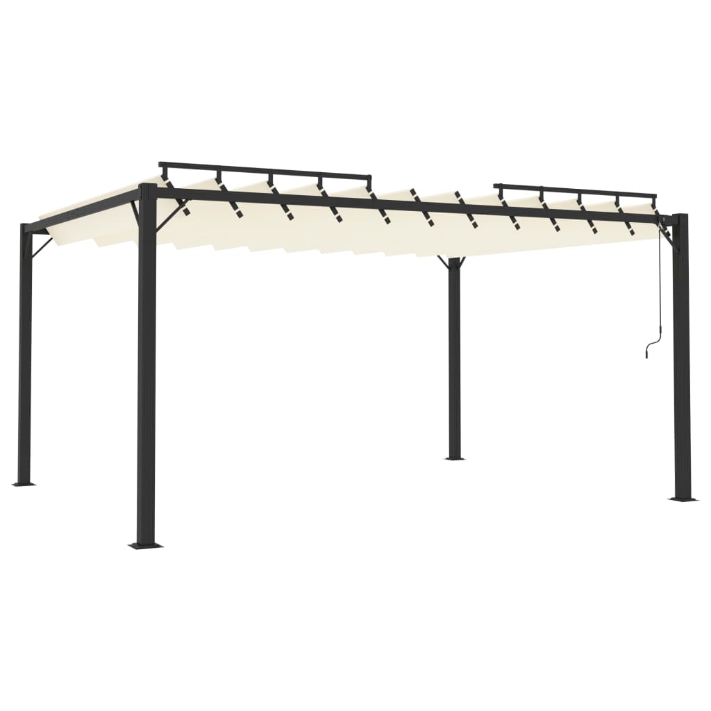 Pergola mit Lamellendach 3x3 m Creme Stoff und Aluminium