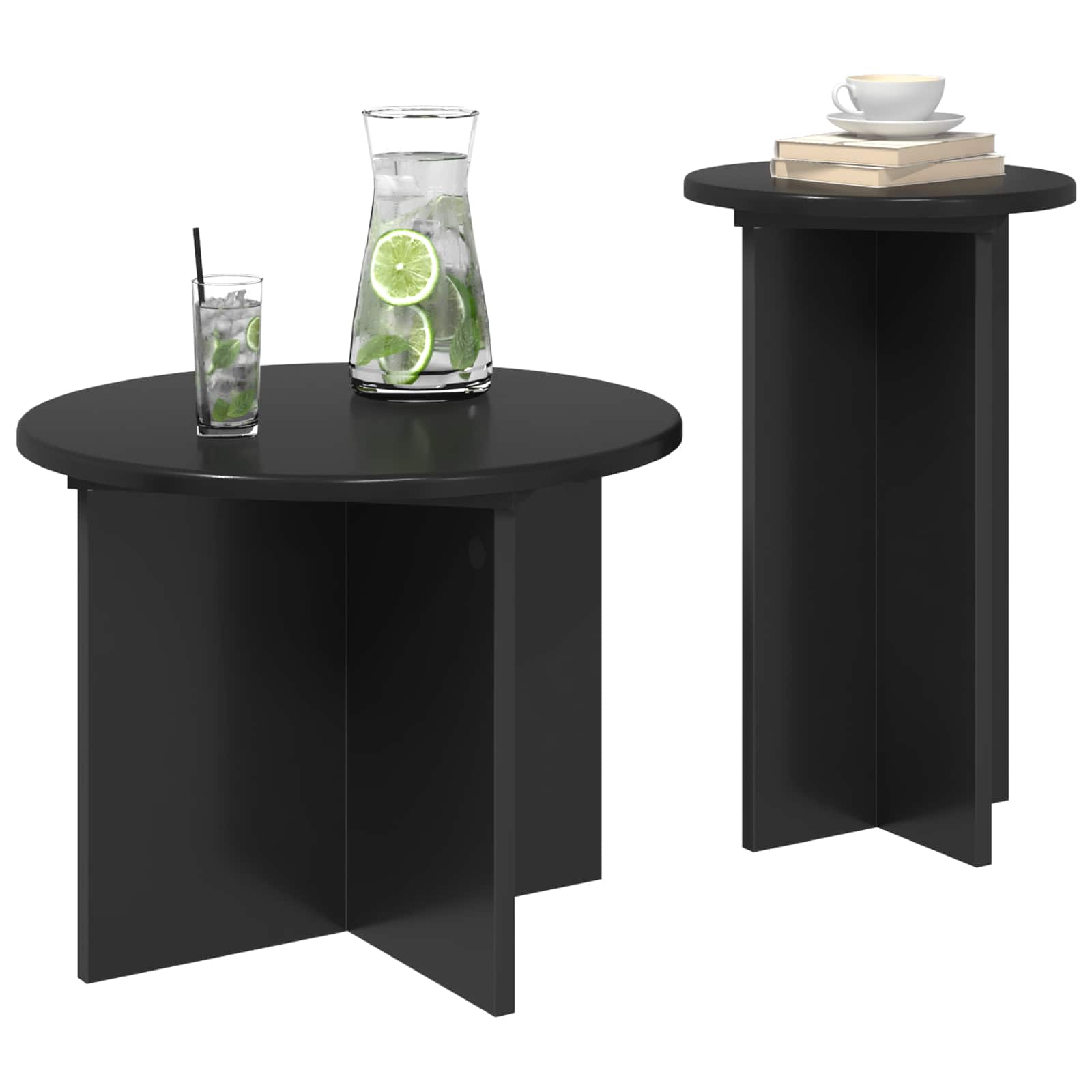 Beistelltisch-Set mit Speicher 2 pcs Weiß Holzwerkstoff