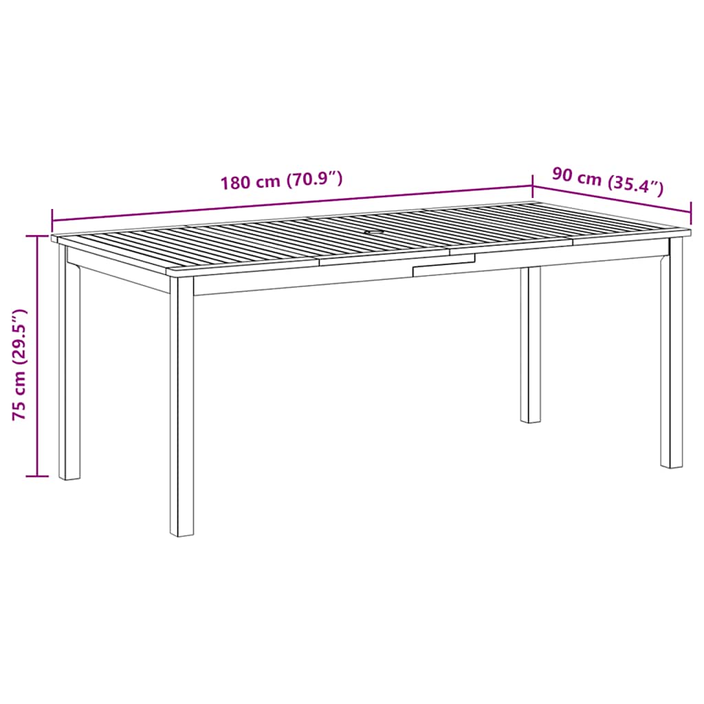 Garten-Esstisch 110x55x75 cm Massivholz Akazie