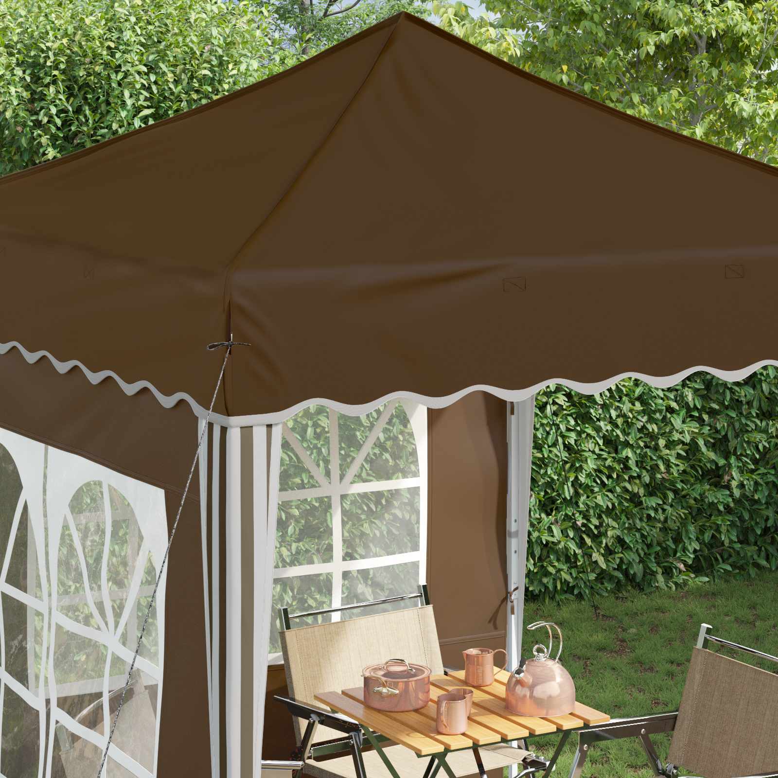 Pop-up Partyzelt 195 x 195 x 245 cm Creme Oxford-Stoff