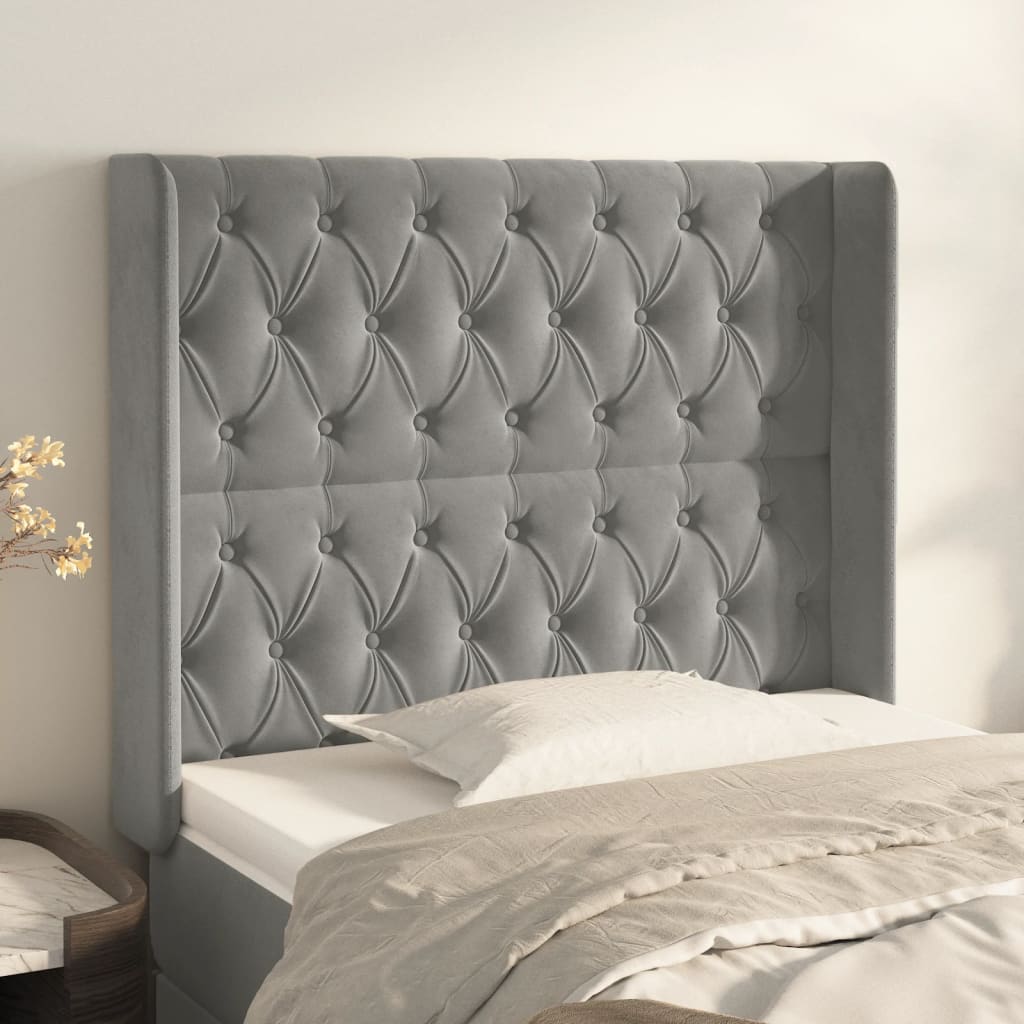 Kopfteil mit Ohren Dunkelblau 93x16x78/88 cm Samt