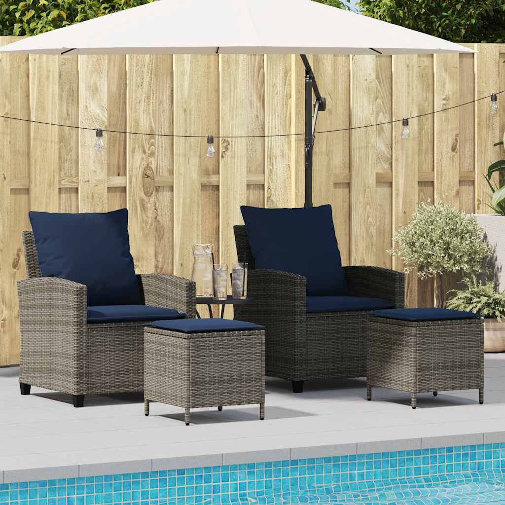 4-tlg. Garten-Sofagarnitur mit Kissen Schwarz Poly Rattan