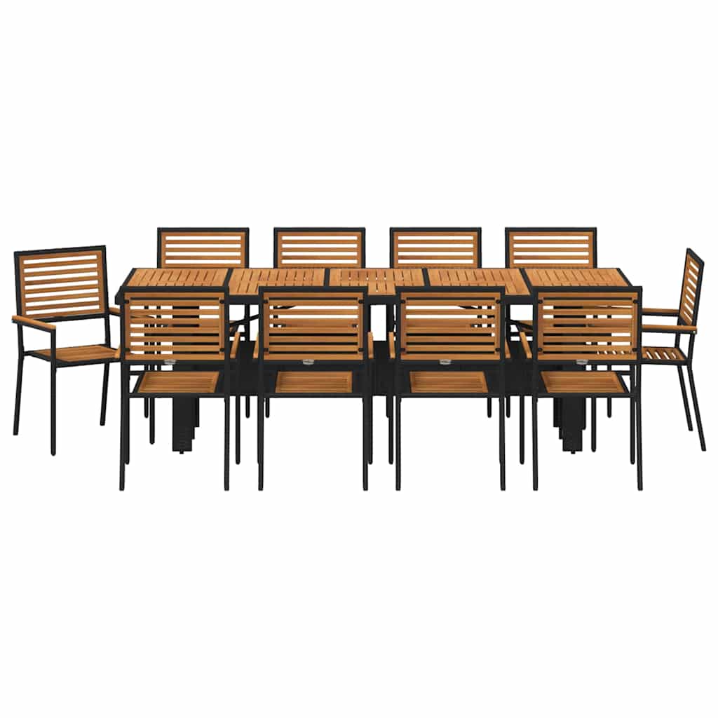 Garten Essgruppe 9 pcs Schwarz und Braun Poly-Rattan