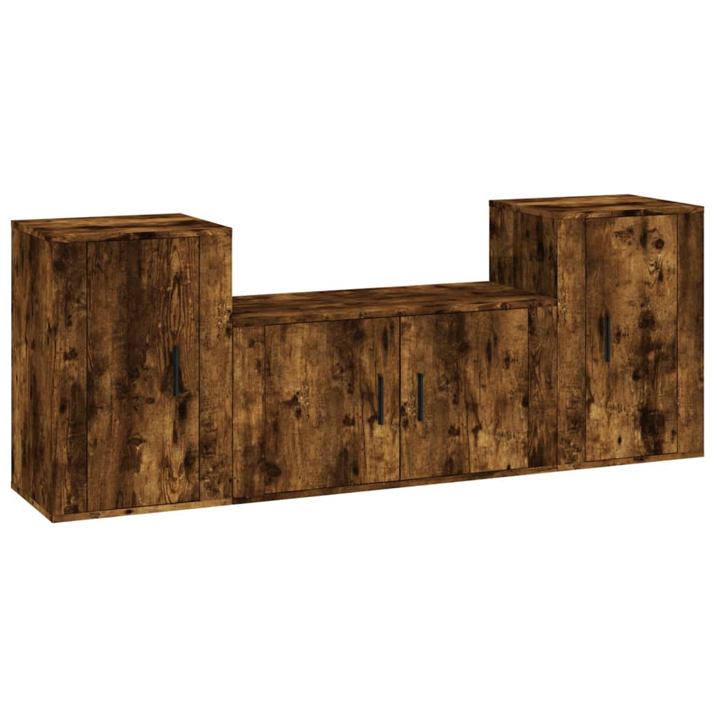 3-tlg. TV-Schrank-Set Weiß Holzwerkstoff