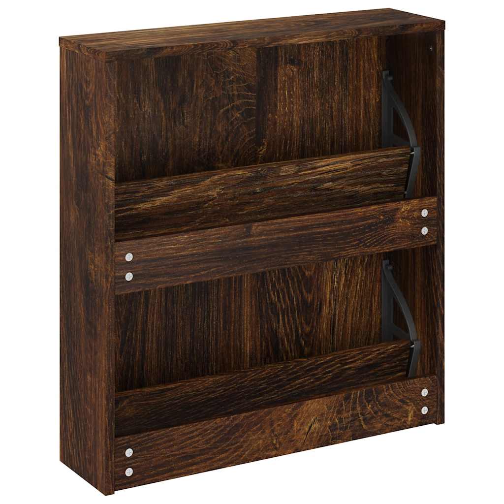 Schuhschrank mit 2 Fächern Spiegel Eiche-Optik 63x17x67 cm
