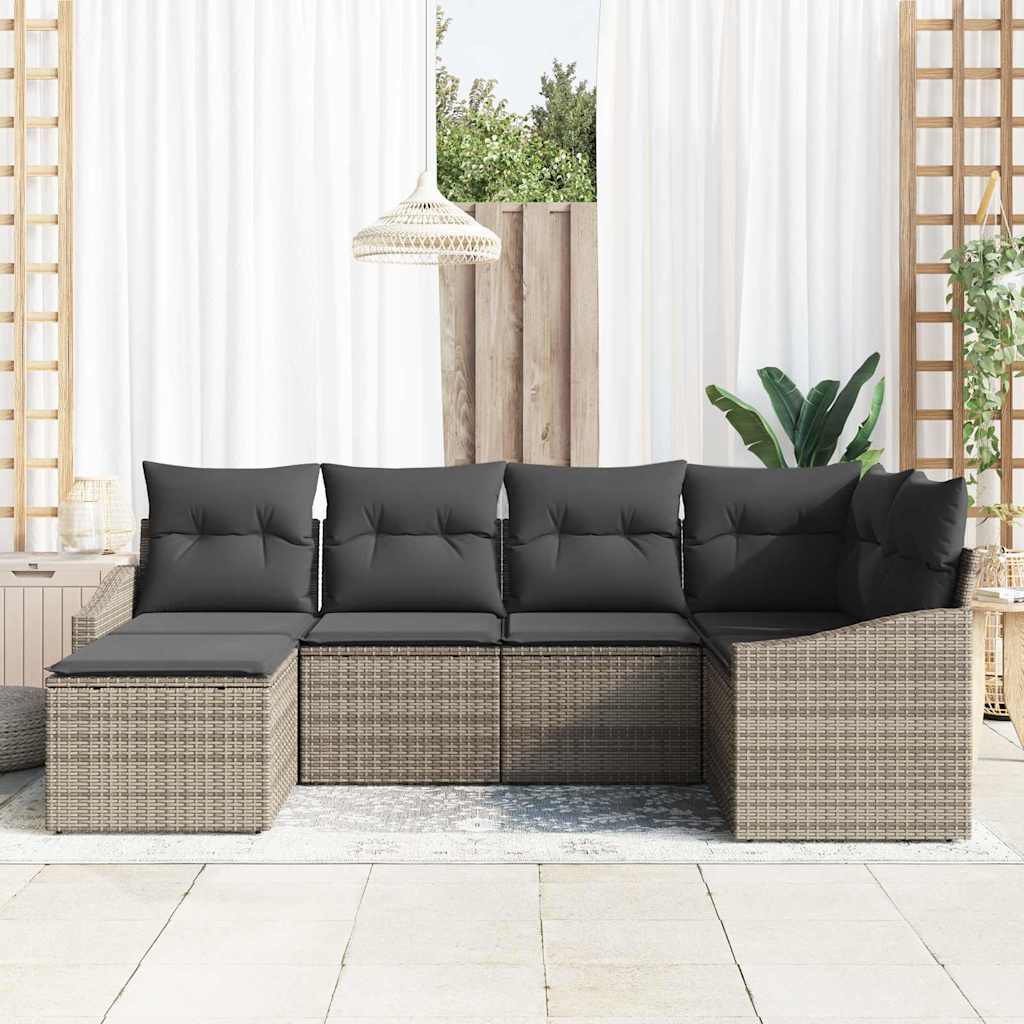 Garten Essgruppe mit Kissen 6 pcs Schwarz und Creme