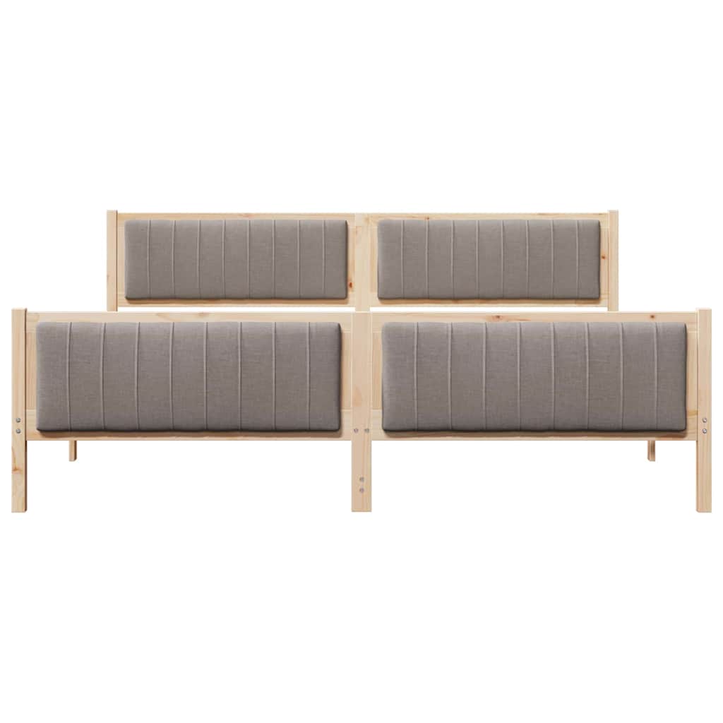 Bettgestell Braun und hellgrau 200 x 200 cm Massivholz Kiefer