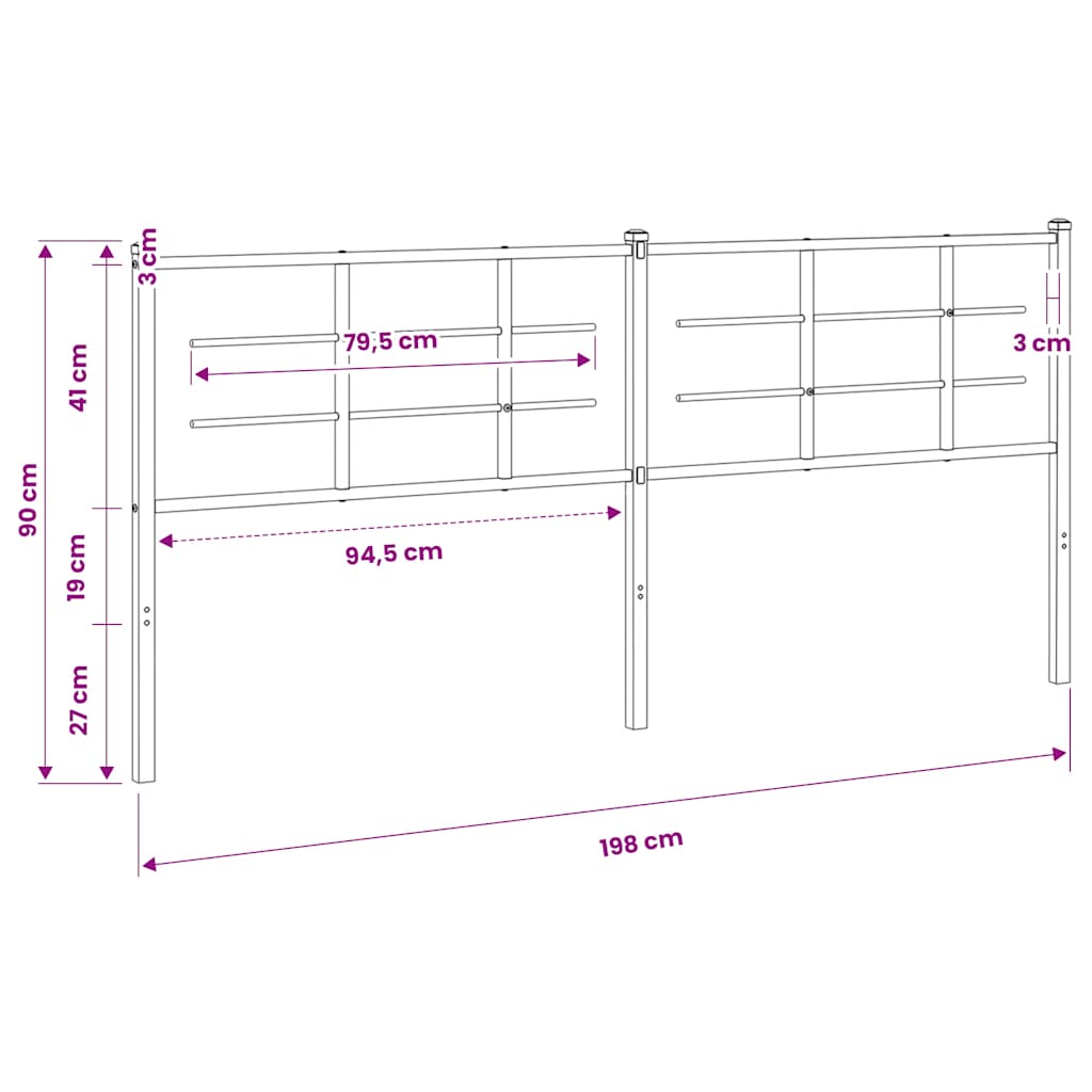Ersatz-Kopfteil Metall Weiß 100 cm