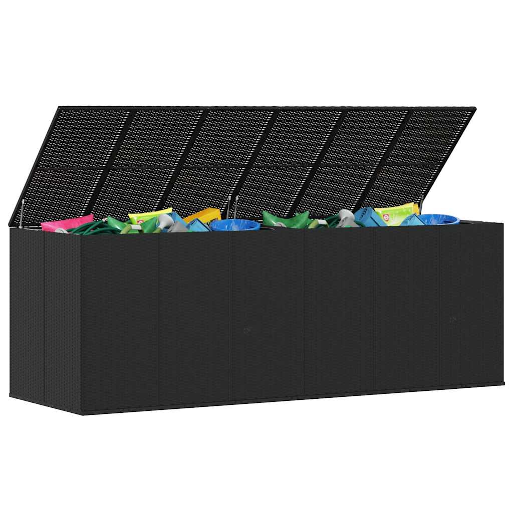 Garten-Kissenbox PE Rattan 100x49x103,5 cm Schwarz