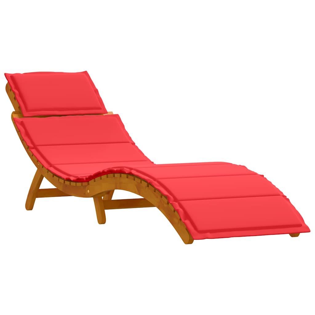 Sonnenliege mit Auflage Beige Massivholz Akazie
