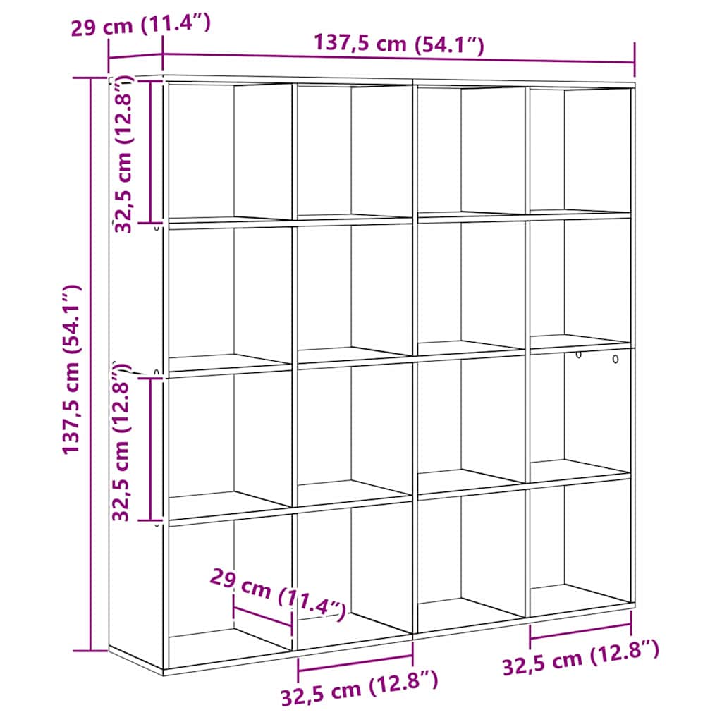 Bücherregal Weiß 137,5x29x137,5 cm Holzwerkstoff