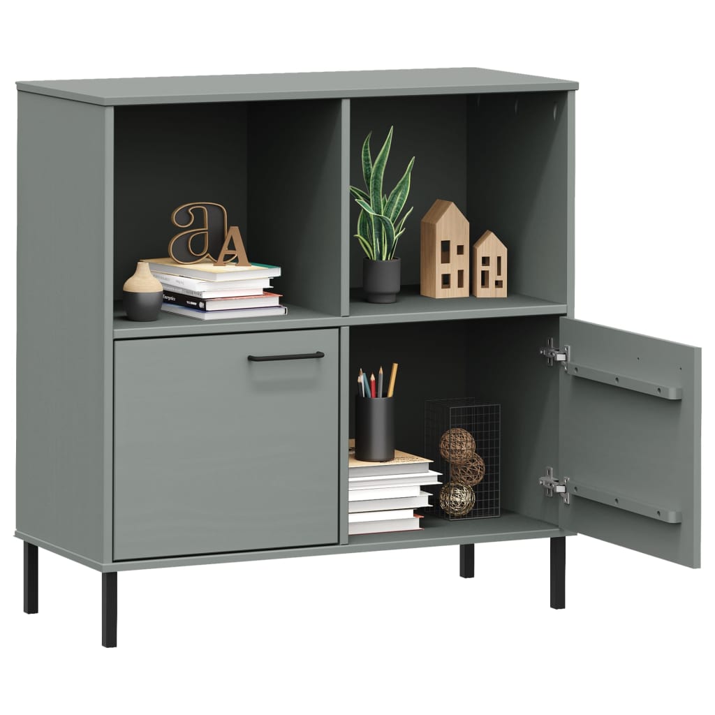 Bücherregal OSLO mit Metallbeinen Braun 90x35x90,5cm Massivholz