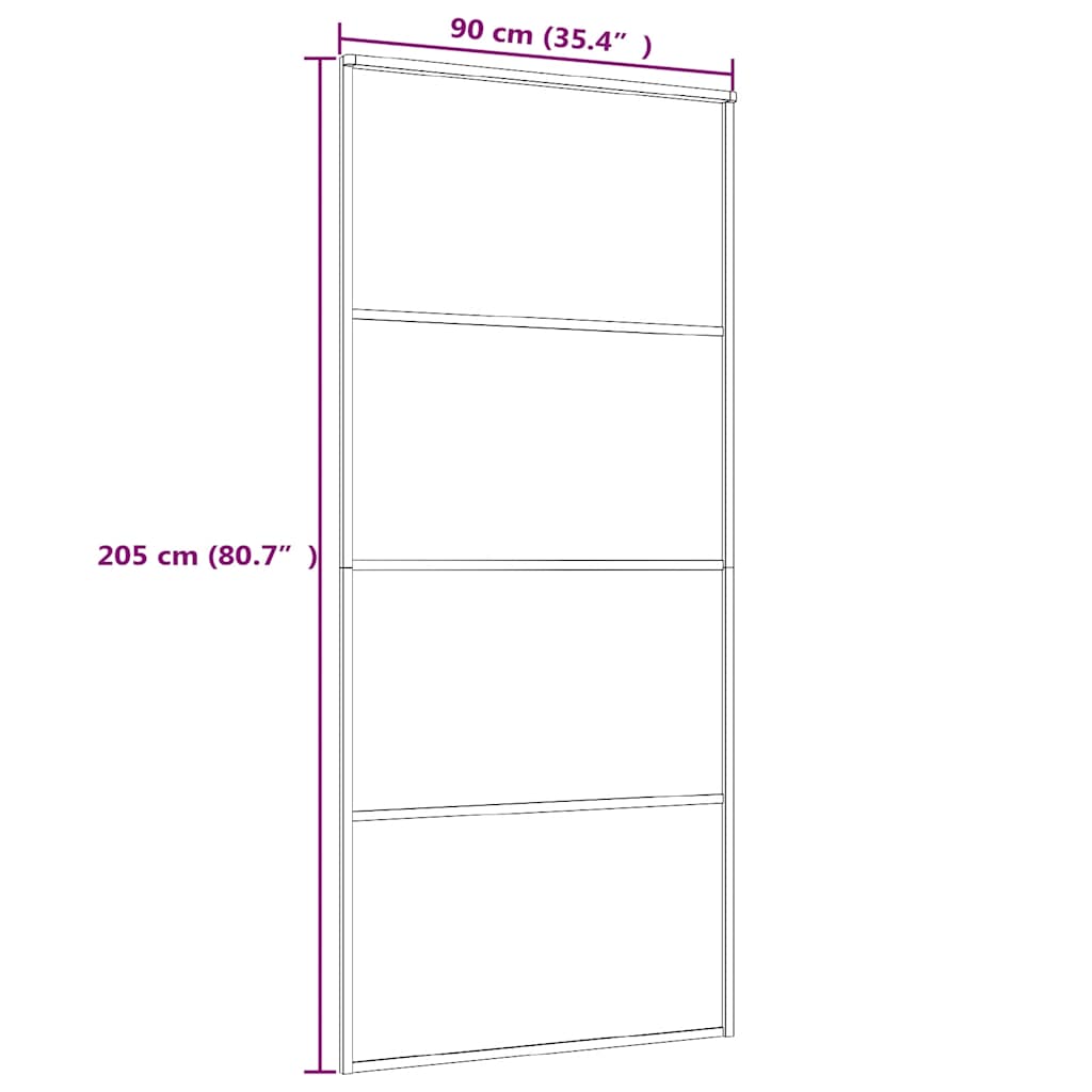 Schiebetür Aluminium und ESG Glas 90x205 cm Schwarz