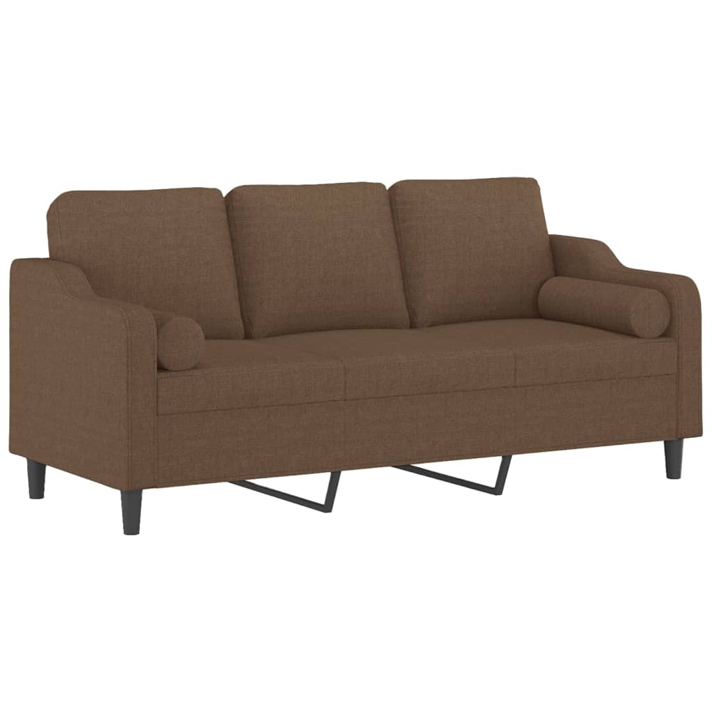 2-Sitzer-Sofa mit Zierkissen Braun 120 cm Stoff