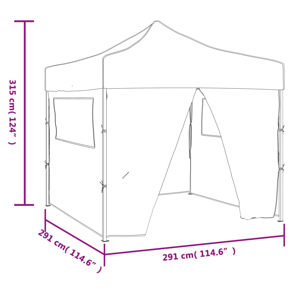 Faltzelt mit 4 Wänden 3 x 3 m Cremeweiß