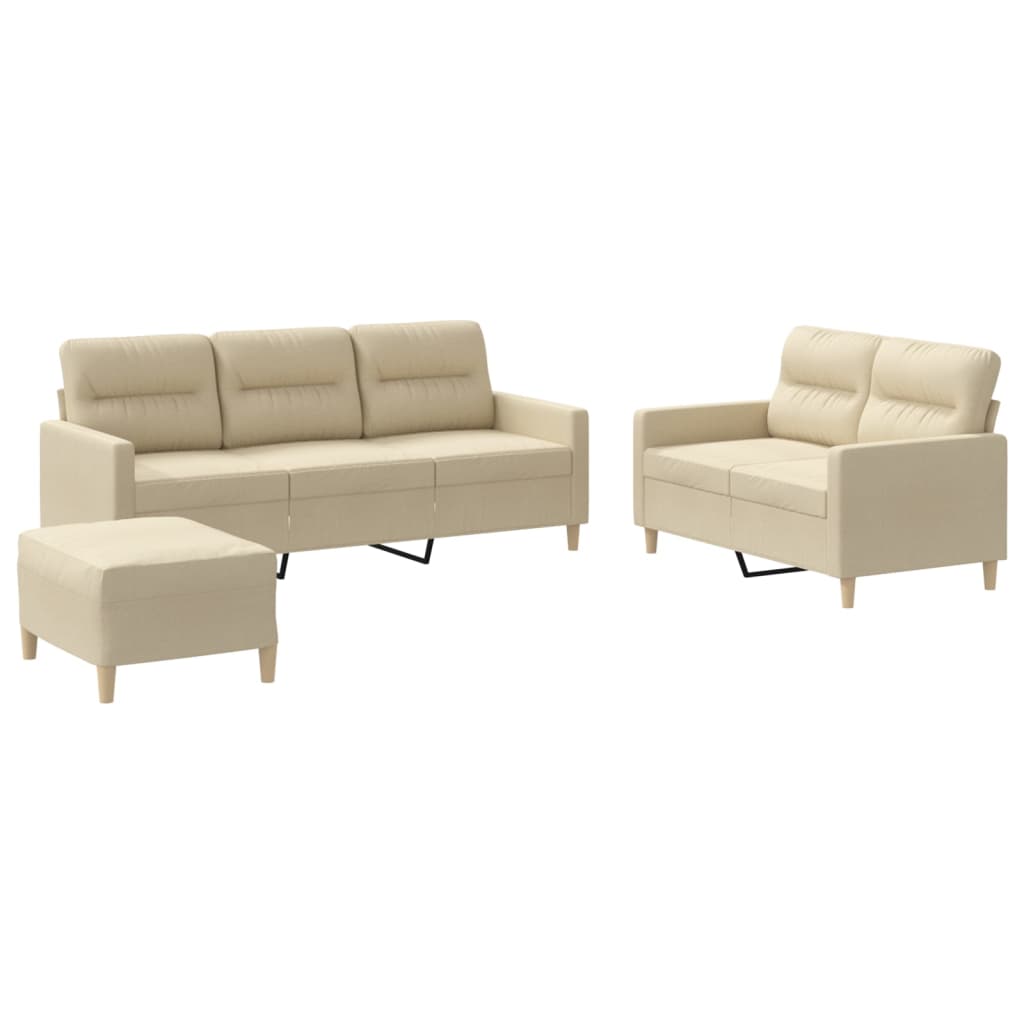3-tlg. Sofagarnitur mit Kissen Taupe Stoff