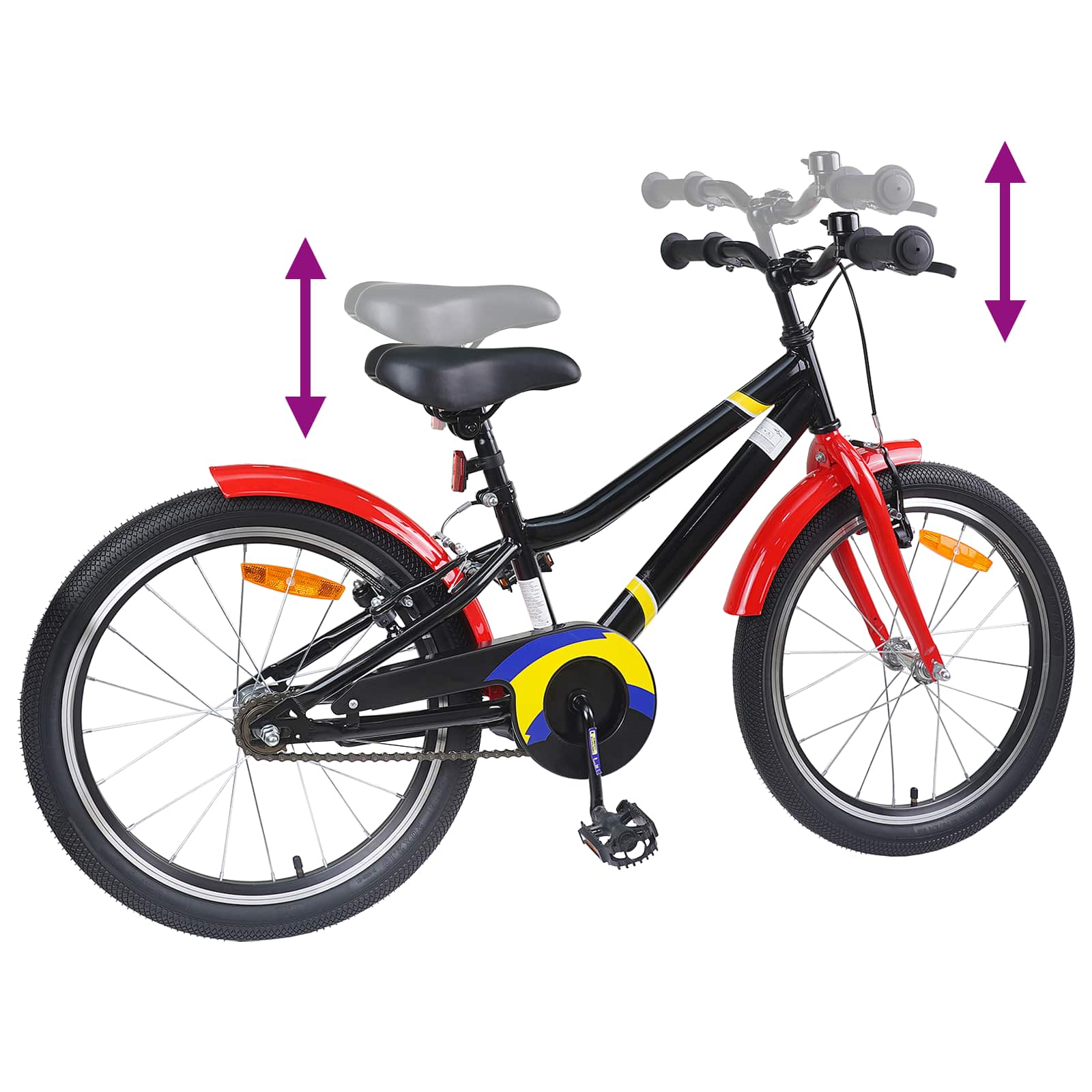 Kinderfahrrad 12 Zoll für 2-4 Jahre alt Schwarz Rot