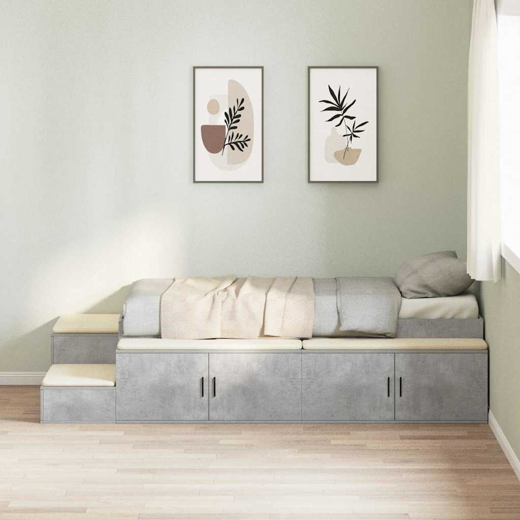 Aufbewahrungsbettgestell mit Speicher Weiß 80 cm Holzwerkstoff
