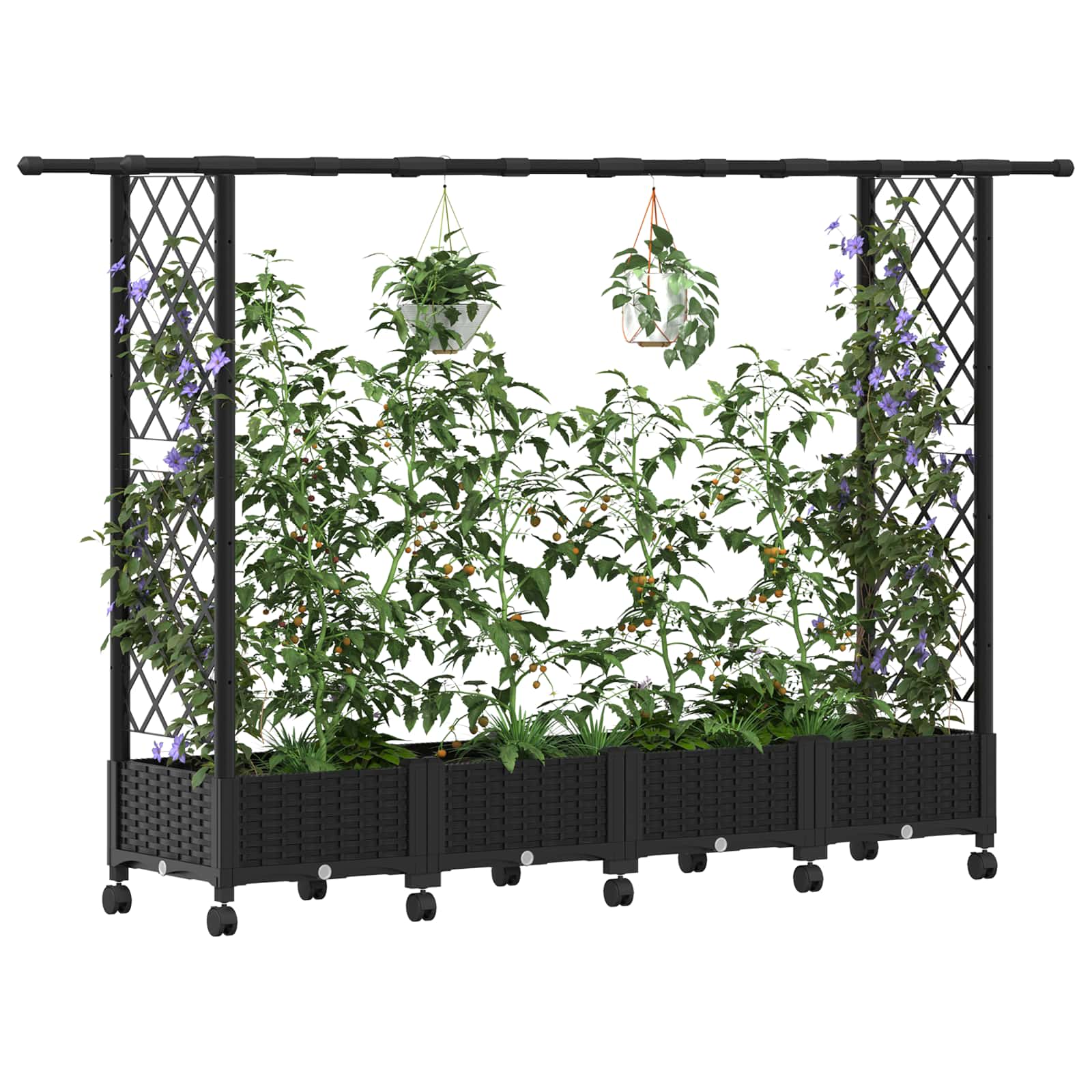 Hochbeet mit Rankgitter und Dach Braun 124 x 40 x 123 cm PP