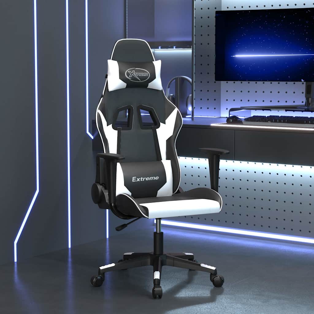 Gaming-Stuhl mit Massagefunktion Schwarz und Blau Kunstleder