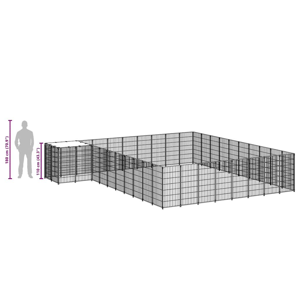 Hundezwinger Schwarz 7,26 m² Stahl