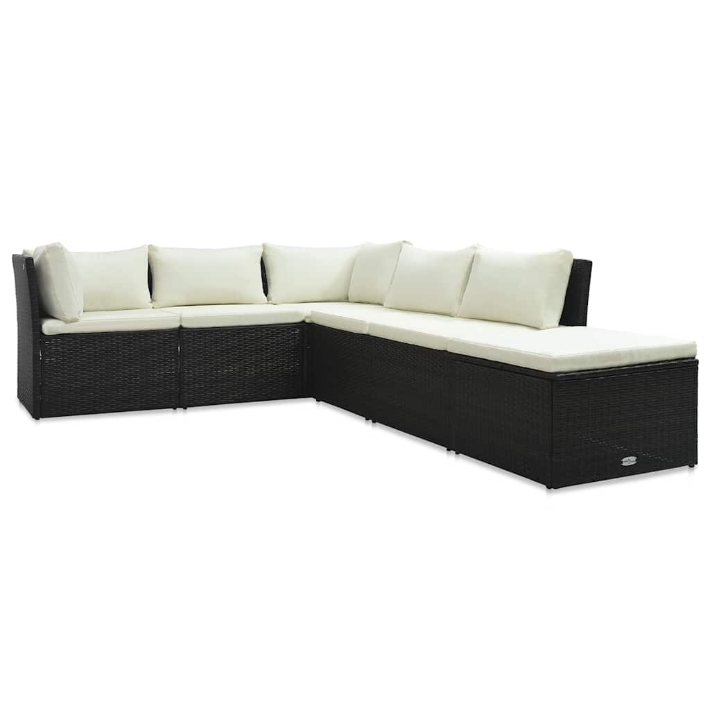 4-tlg. Garten-Lounge-Set mit Polstern Poly Rattan Grau