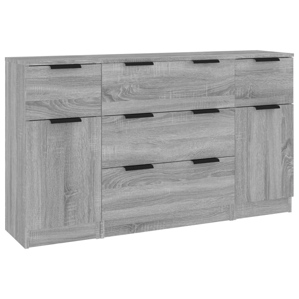 3-tlg. Sideboard-Set Weiß Holzwerkstoff