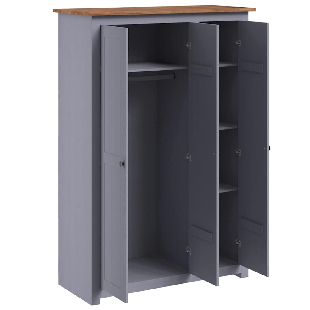 Kleiderschrank 3-Türig 118×50×171,5 cm Kiefer Panama Serie