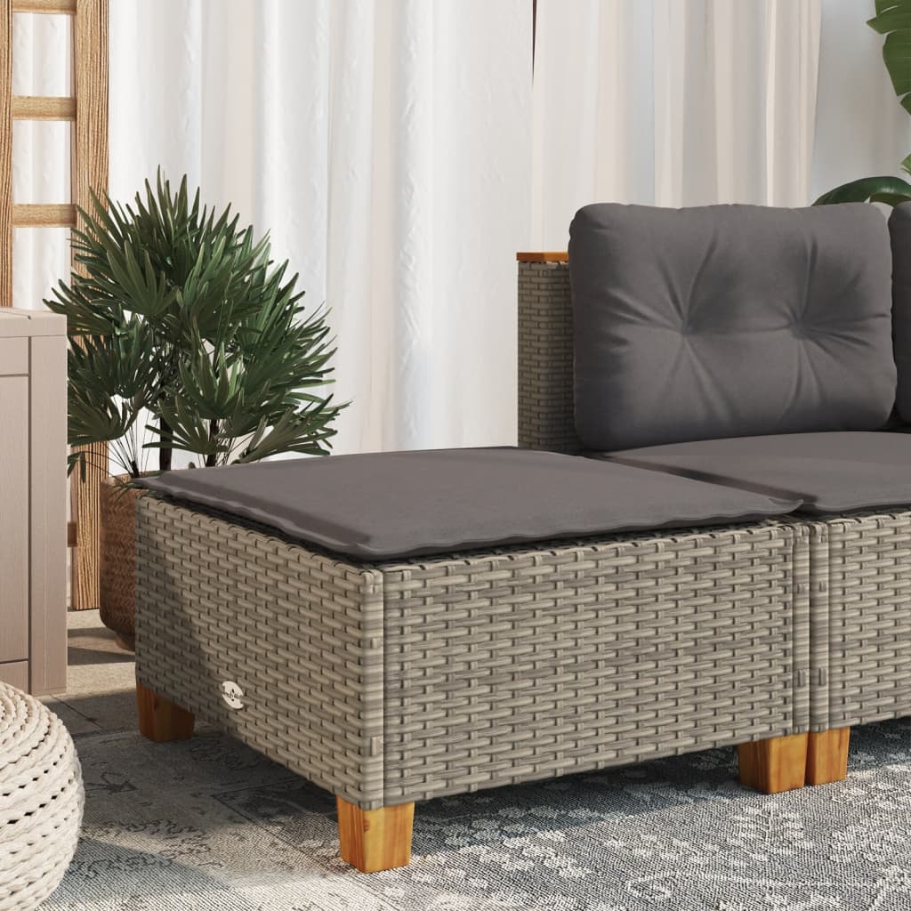 Gartenhocker mit Kissen Schwarz 63,5x56x32 cm Poly Rattan