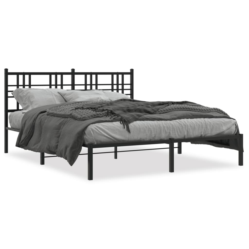 Bettgestell mit Kopf- und Fußteil Metall Schwarz 90x200 cm