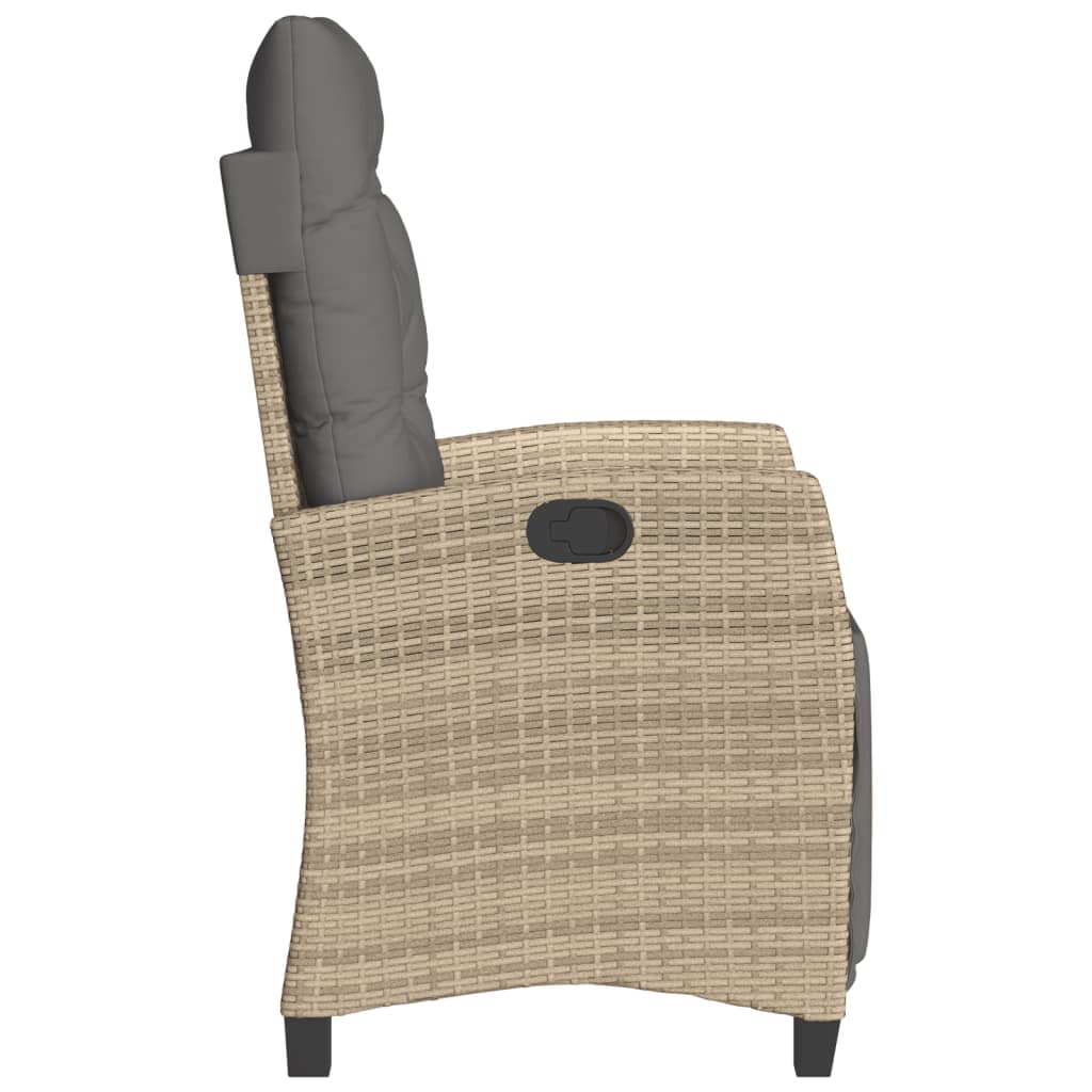 Gartensessel Verstellbar mit Kissen Schwarz Poly Rattan