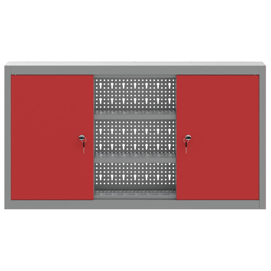 Werkzeugschrank mit Regal Schwarz und Grau 55 x 55 x 55 cm