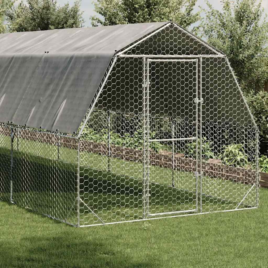 Hühnerstall 2,5x4x2,25 m Verzinkter Stahl