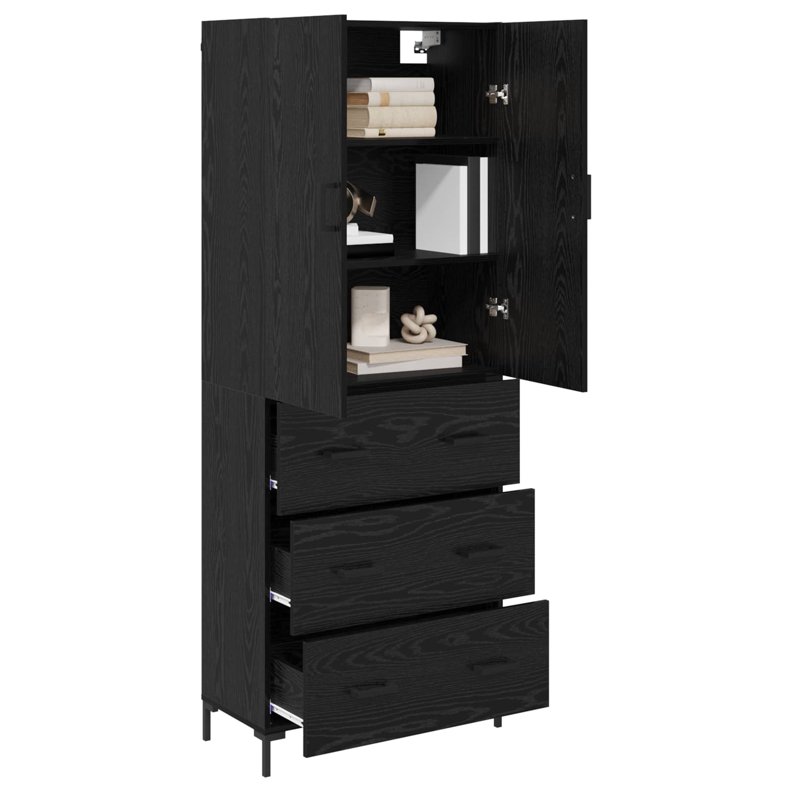 Highboard Betongrau 69,5x34x180 cm Holzwerkstoff