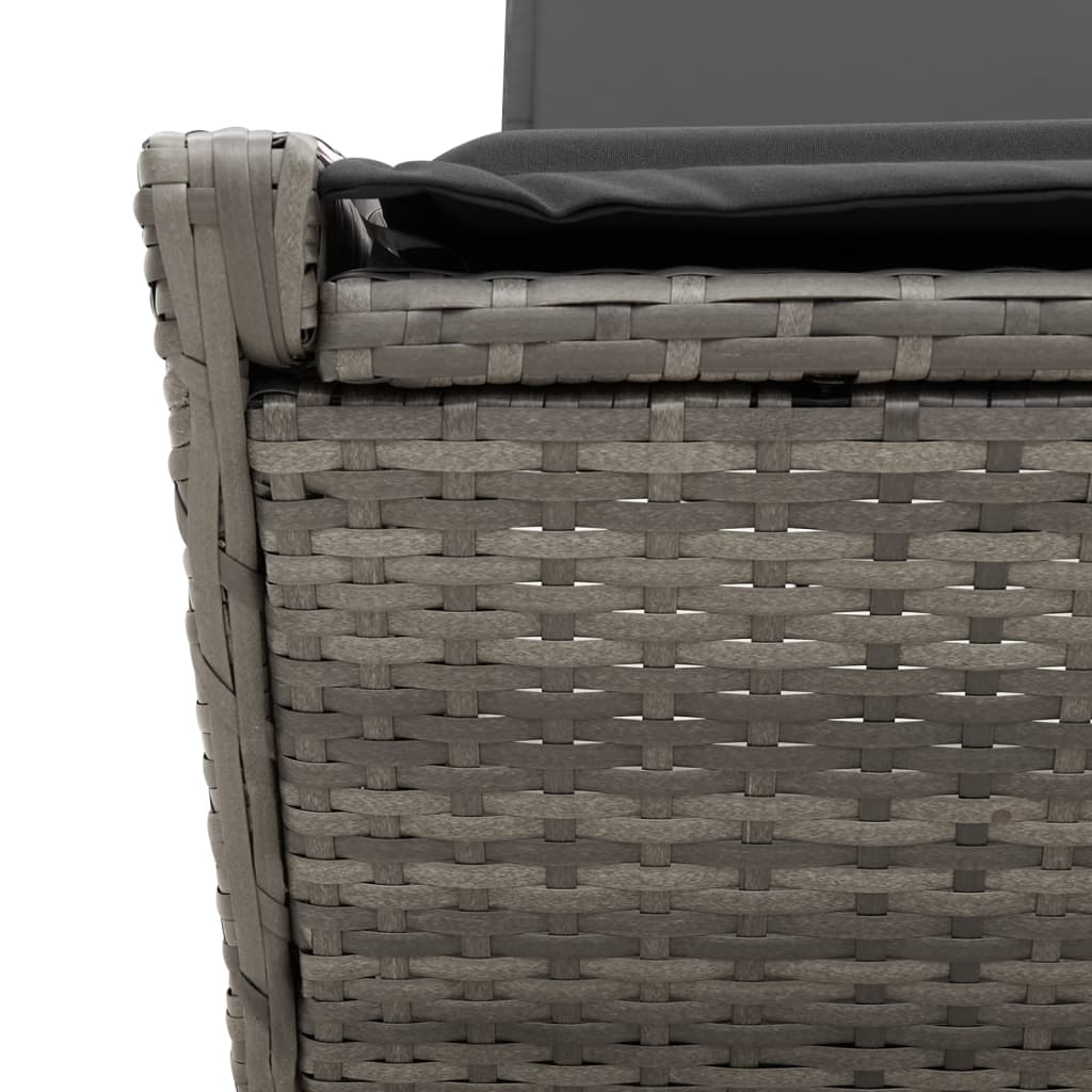 Doppel-Sonnenliege mit Kissen Schwarz Poly Rattan
