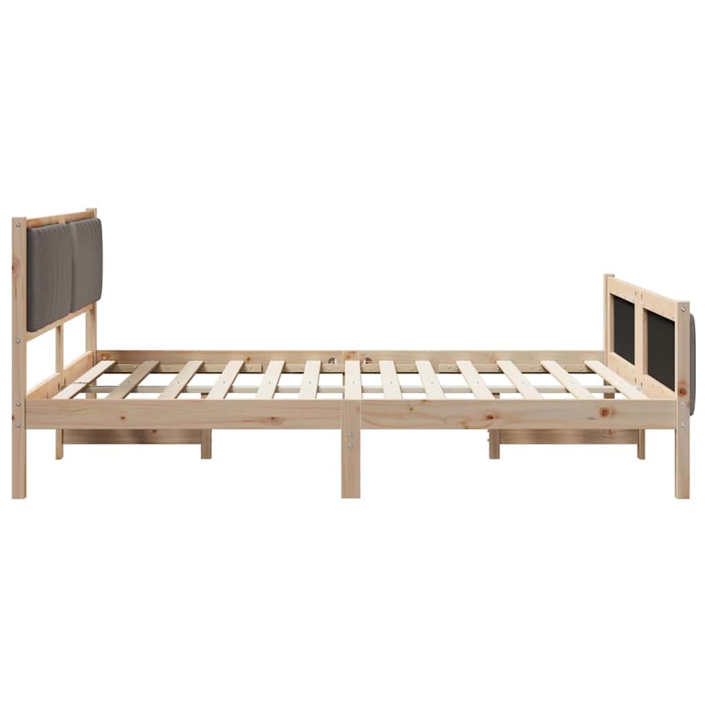 Bettgestell Braun und hellgrau 200 x 200 cm Massivholz Kiefer
