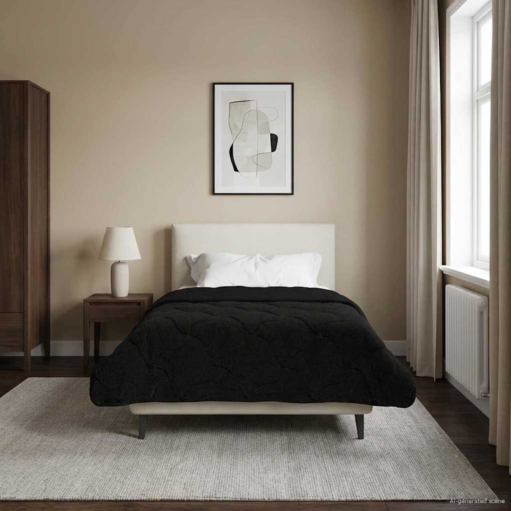 Sommerdecke Anthrazit 135 x 200 cm Mikrofaser und Teddy-Fleece