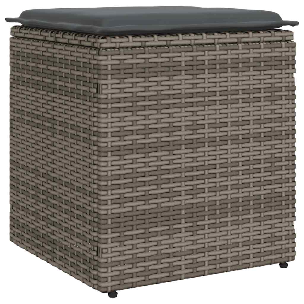 Gartenhocker mit Kissen 2 Stk. Schwarz 40x40x43 cm Poly Rattan