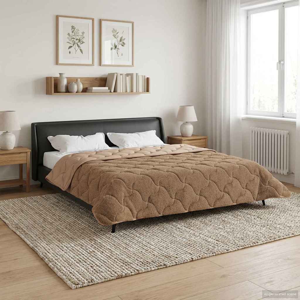 Sommerdecke Anthrazit 135 x 200 cm Mikrofaser und Teddy-Fleece