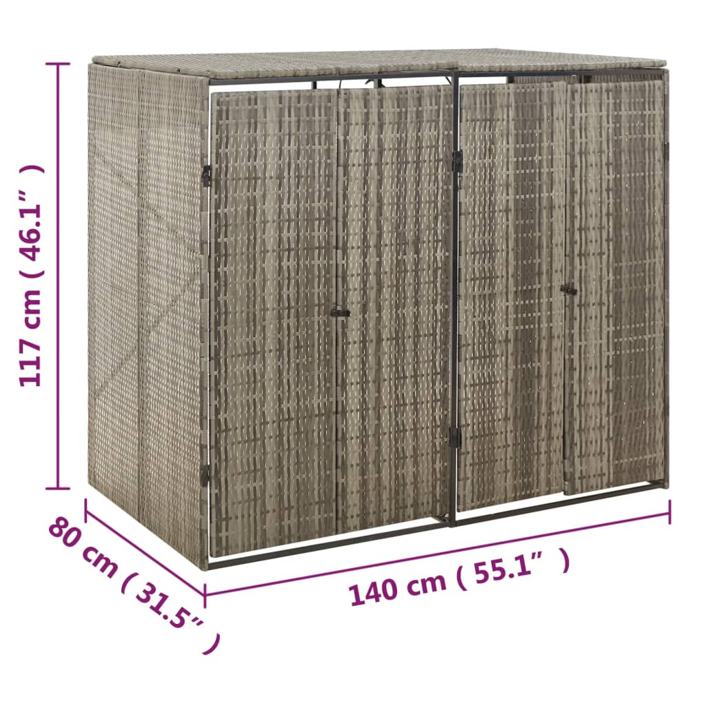 Mülltonnenbox für 1 Tonne Schwarz 70x80x117 cm Poly Rattan